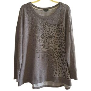 Wit & Wisdom  Leopard Animal Print Long Sleeve Pullover Sweater Sz 3X